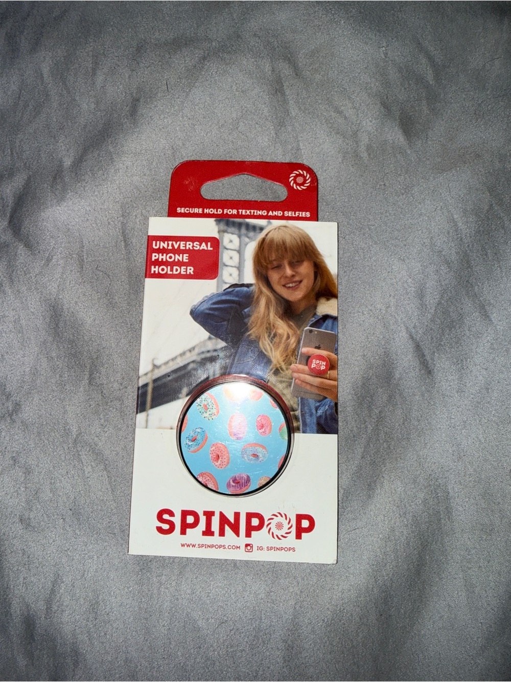Universal Phone Holder in Light Blue Donut Print